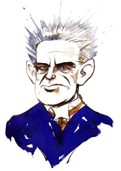 Carl Nielsen, Deense componist en dirigent (1865-1931); kleurenkarikatuur door Neale Osborne